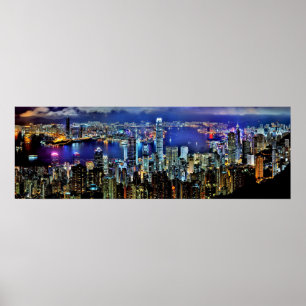 Poster Horizon de nuit de Hong Kong