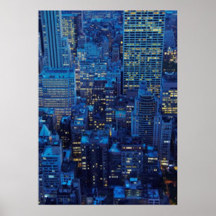 Poster Horizon de NYC, vue courbe au crépuscule