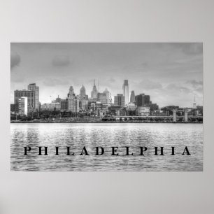 Poster Horizon de Philadelphie en noir et blanc