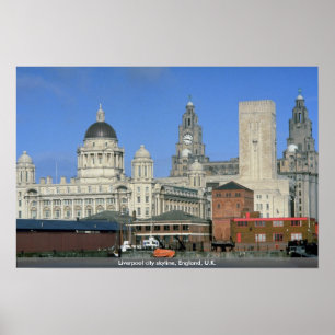 Poster Horizon de ville de Liverpool, Angleterre, R-U