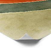 Poster Horizon d'or - Aquarelle Abstraite Soleil & Vagues (Coin)