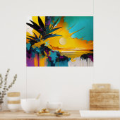 Poster Horizon Doré – Coucher de soleil tropical abstrait (Cuisine)