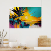 Poster Horizon Doré – Coucher de Soleil Tropical Abstrait (Cuisine)