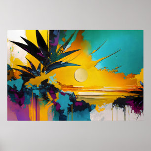 Poster Horizon Doré – Coucher de Soleil Tropical Abstrait