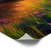 Poster Horizon doré, volcan dormant et coucher de soleil  (Coin)