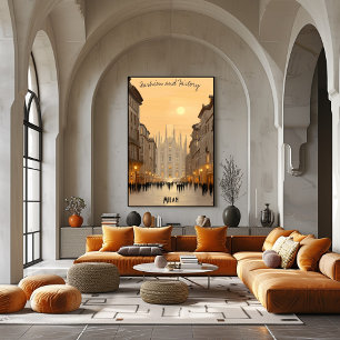 Poster Horizon minimaliste de Milan – Tons doux Art itali