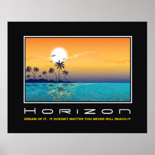 Poster Horizon tropicale coucher de soleil palmiers motiv