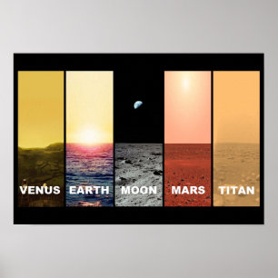 Poster Horizon view of venus earth moon mars titan