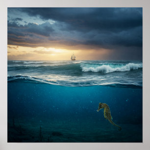 Poster Horizons au-dessus et au-dessous