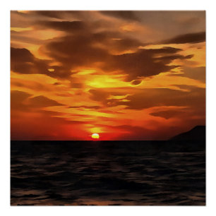 Poster Horizons Brûlés Coucher De Soleil Sur La Peinture