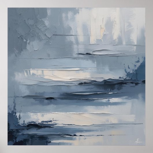 Poster Horizons calmes - Terre texturée Abstraite bleu et (Devant)