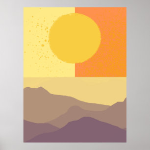 Poster Horizons d'or : un coucher de soleil minimaliste