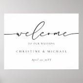 Poster Horizontal Élégant Script Bienvenue Mariage  (Devant)