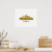 Poster horizonte de singapur en oro (Cuisine)