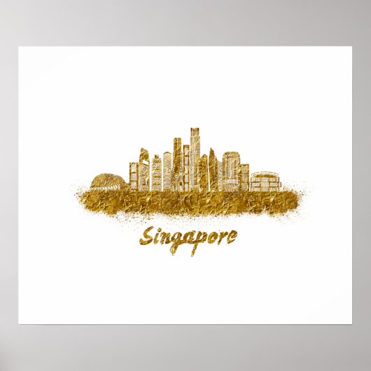 Poster horizonte de singapur en oro (Devant)