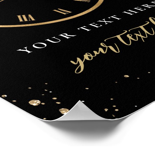 Poster Horloge à la goutte Nouvel An Signe modifiable (Coin)