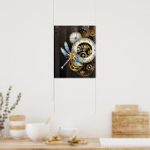 Poster Horloge à vapeur avec libellule mécanique (Cuisine)