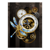 Poster Horloge à vapeur avec libellule mécanique (Devant)
