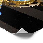 Poster Horloge à vapeur avec libellule mécanique (Coin)