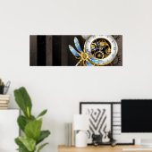 Poster Horloge à vapeur avec libellule mécanique (Bureau à domicile)