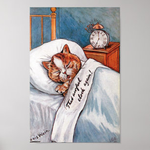 Poster Horloge D'Alarme Bruyante, Louis Wain