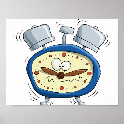 Poster Horloge Drôle D'Alarme Cartoon Quirky Se Réveiller (Devant)