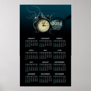Poster Horloge élégant Calendrier 2023 comme