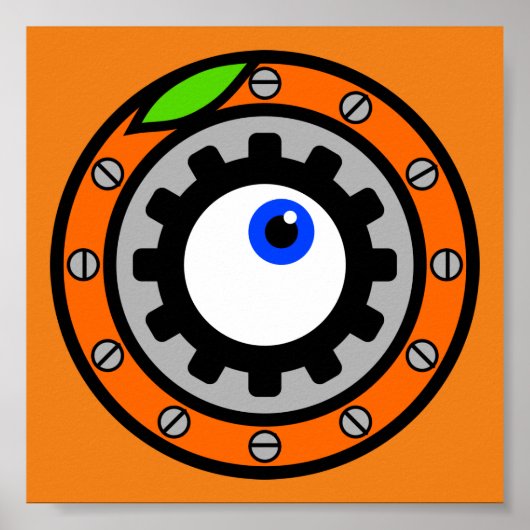 Poster Horloge orange (Devant)