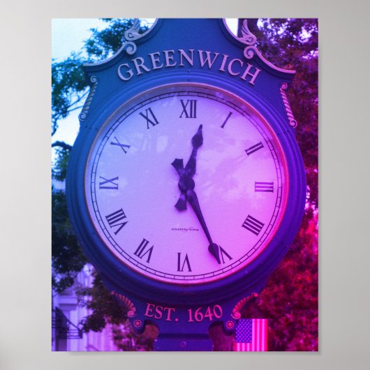 Poster Horloge postale de l'avenue Greenwich, Greenwich,  (Devant)