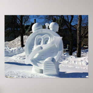 Poster Horloge Sculpture de neige, Québec, Canada