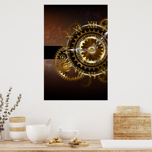 Poster Horloge Steampunk avec des engrenages anciens (Cuisine)