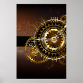 Poster Horloge Steampunk avec des engrenages anciens (Devant)
