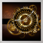 Poster Horloge Steampunk avec des engrenages anciens (Devant)