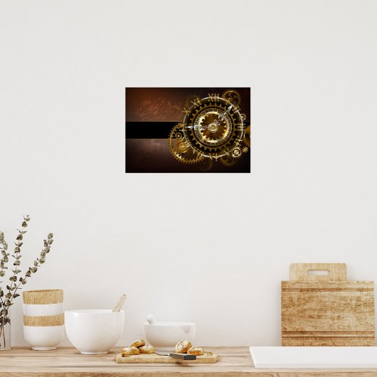 Poster Horloge Steampunk avec des engrenages anciens (Cuisine)