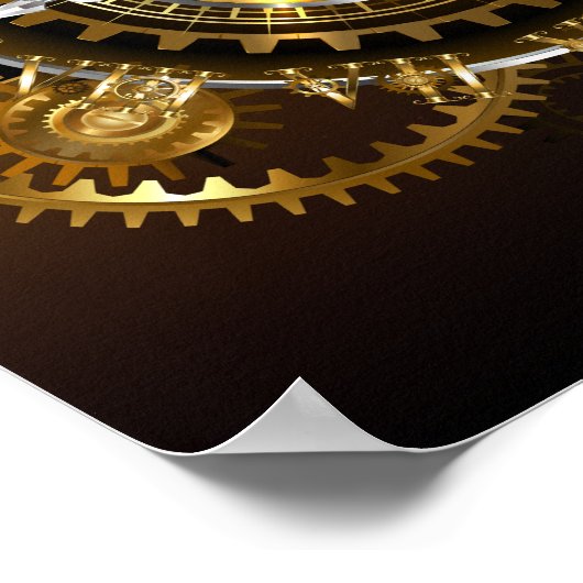 Poster Horloge Steampunk avec des engrenages anciens (Coin)