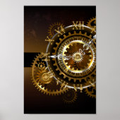 Poster Horloge Steampunk avec des engrenages anciens (Devant)