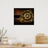 Poster Horloge Steampunk avec des engrenages anciens (Cuisine)