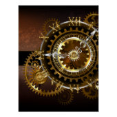 Poster Horloge Steampunk avec des engrenages anciens (Devant)