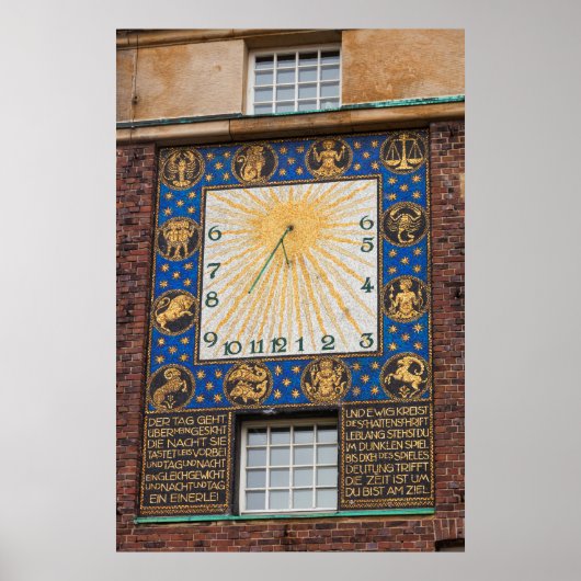 Poster Horloge Sundial Sur Bâtiment, Allemagne (Devant)