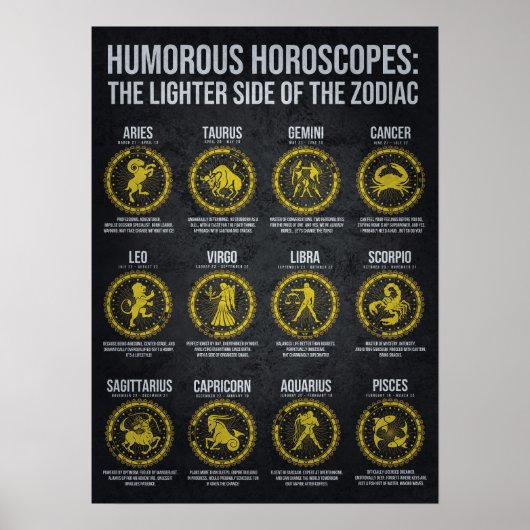 Poster Horoscopes amusants, Funny Humour de signe Zodiac (Devant)