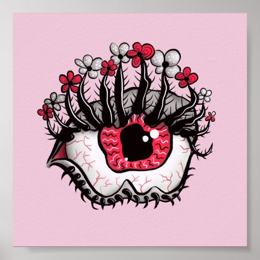 Poster Horreur Pastel Goth Oeil Macabre rose Déplaisant (Devant)