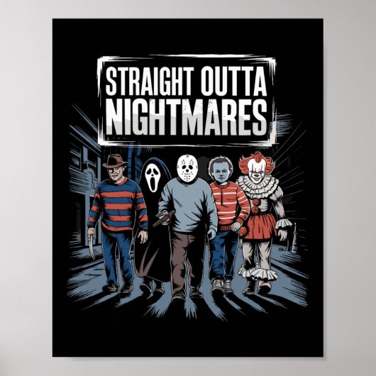 Poster Horreur vintage Halloween effrayante droite devant (Devant)