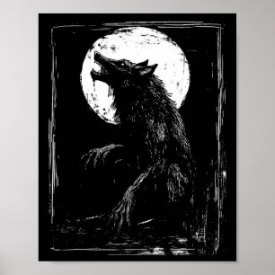 Poster Horreur Werewolf Head Halloween Mythologie Wolf Sh