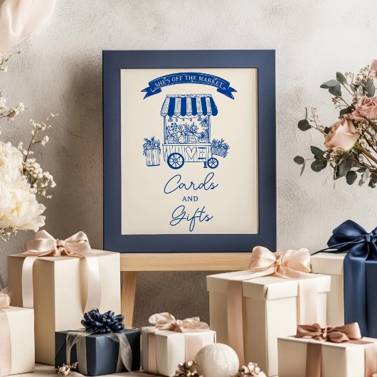 Poster Hors du marché Bleu griffes nuptiales Cartes cadea