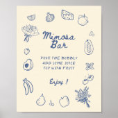 Poster Hors Du Marché Bleu Main Tirée Mimosa Bar (Devant)