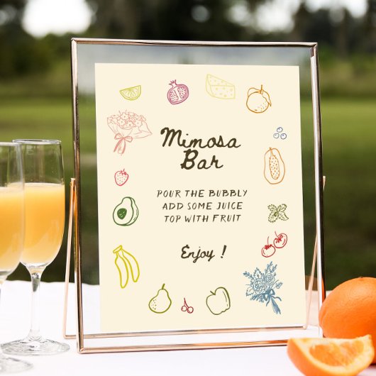 Poster Hors Du Marché Main Dessinée Fête des mariées Mimo