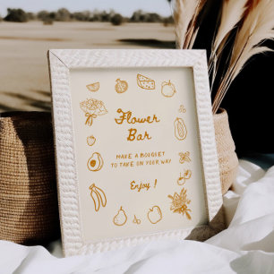 Poster Hors Du Marché Orange Main Flower Bar Dessiné