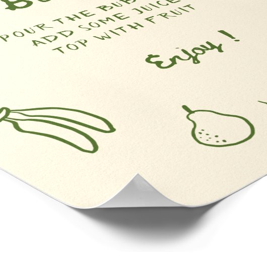 Poster Hors Du Marché Vert Main Dessinée Bar Mimosa (Coin)