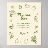 Poster Hors Du Marché Vert Main Dessinée Bar Mimosa (Devant)