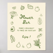 Poster Hors Du Marché Vert Main Flower Bar Dessiné (Devant)